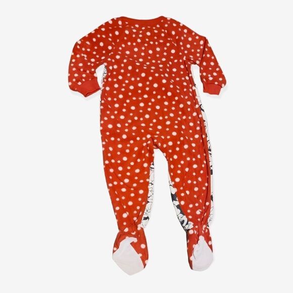 NWT Disney Toddler Girls Red & White Minnie Mouse Zip Up Blanket Sleeper Pajamas - Picture 5 of 6